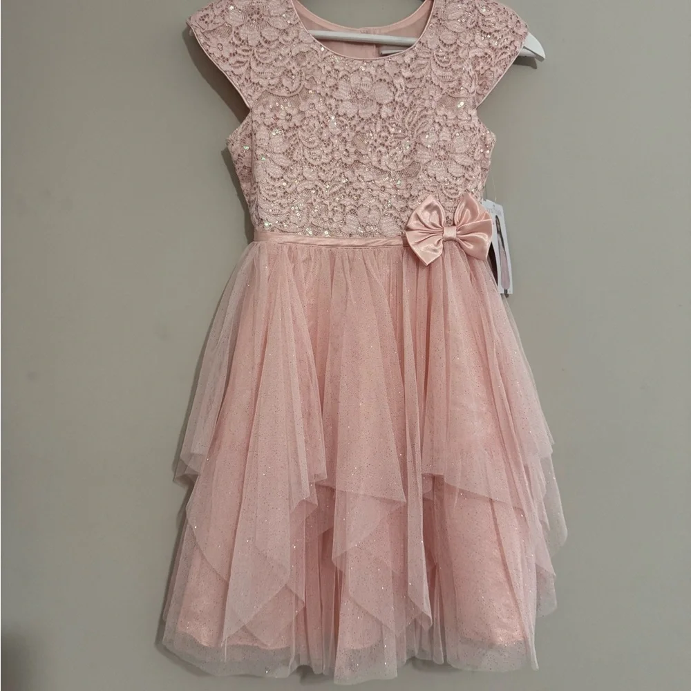 Jona Michelle Blush Lace Dress with Sequins